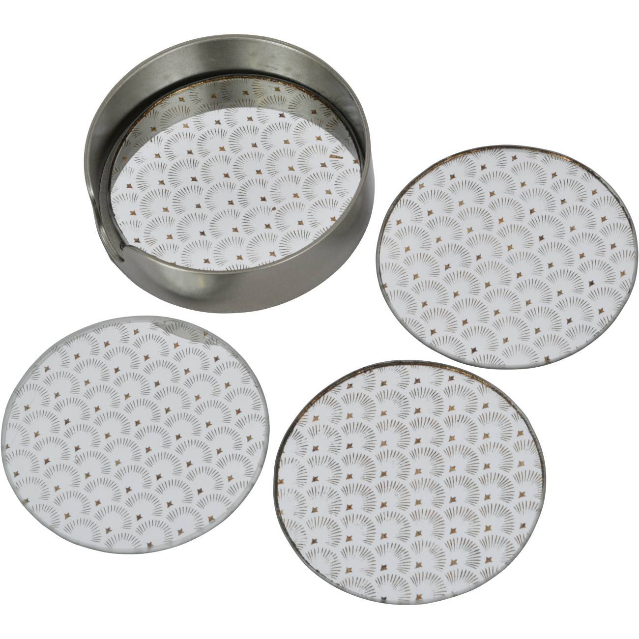 Set of 4 Deco Scallop Antique Gold Coasters - CLEARANCE